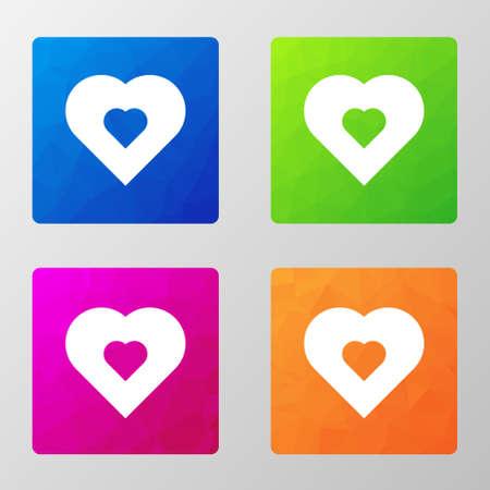 Vector polygonal heart icons. Low poly style elements. Heart icons made in polygonal style. Set of heart abstract icons.のイラスト素材