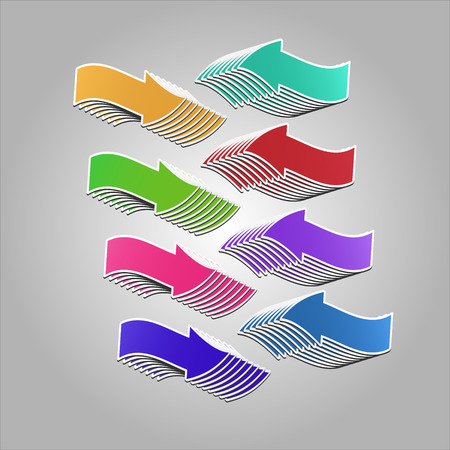 Colorful arrows pointing at  each other. Vector arrows created with blend feature.のイラスト素材