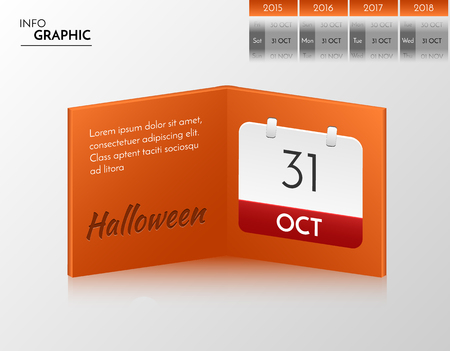 Orange banner for you own artwork. Infographic book with halloween design.のイラスト素材