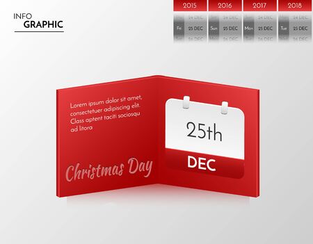 Red banner for you own artwork. Infographic book with Christmas design.のイラスト素材