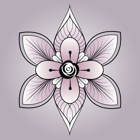 Rounded ornament elements. Vintage decorative design. Retro geometric vector.Oriental floral template.のイラスト素材