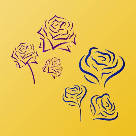 Flower icon. Rose vector. Romantic silhouettes  of roses.のイラスト素材