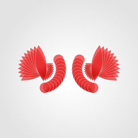 Abstract shape with lots of blending lines. Vector logo elements.のイラスト素材