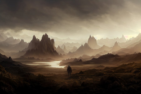 Fantasy natural environment. Fantasy landscape. Illustration of a colorful scene.の写真素材