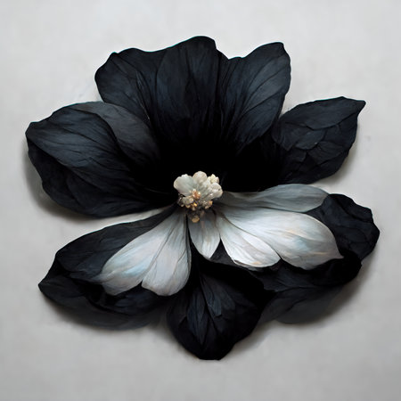 Black and white flower blossoms. Paeonia blossoms illustration.の写真素材