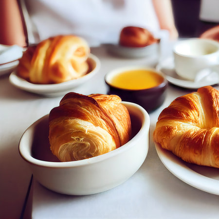 Freshly baked croissants illustration.の写真素材