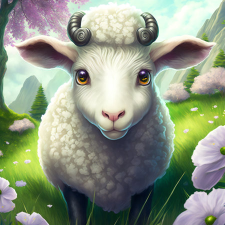 Animal sheep character for children. Fantasy cute animal suitable for children's book.の素材