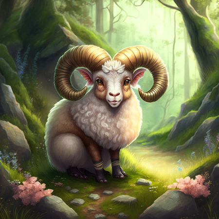 Animal ram character for children. Fantasy cute animal suitable for children's book.の素材