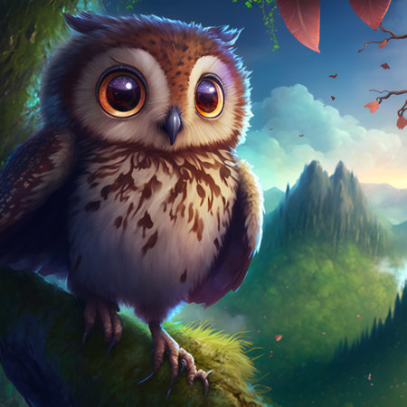 Animal owl character for children. Fantasy cute animal suitable for children's book.の素材