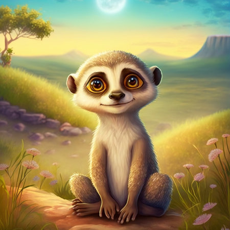 Animal meerkat character for children. Fantasy cute animal suitable for children's book.の素材