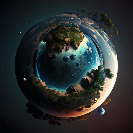 Science wallpaper. Foreign exoplanet in the space. Galaxy.の素材
