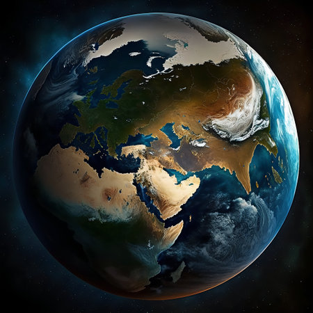 Science wallpaper. Planet from the space. Planet stuck in galaxyの素材