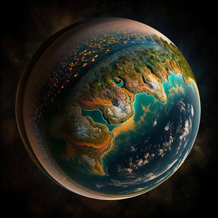 Science wallpaper. Foreign exoplanet in the space. Galaxy.の素材