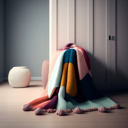 Stylish and colorful blankets. Rainbow plaids.の素材