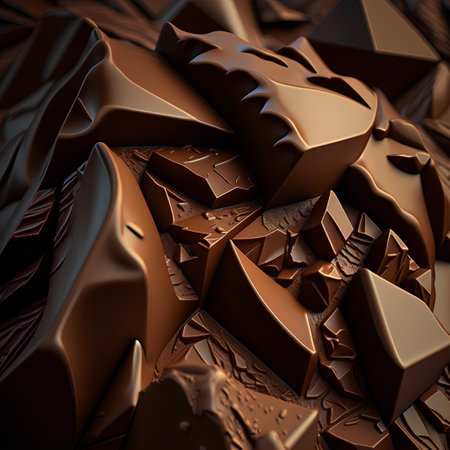 Detail closeup view of confection texture. Pieces of chocolate. Brown and dark desert.の素材