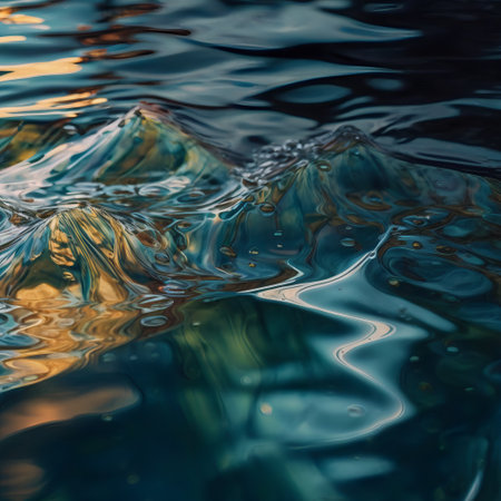 Detail closeup view of water texture. Waves of the sea. Ocean surface.の素材