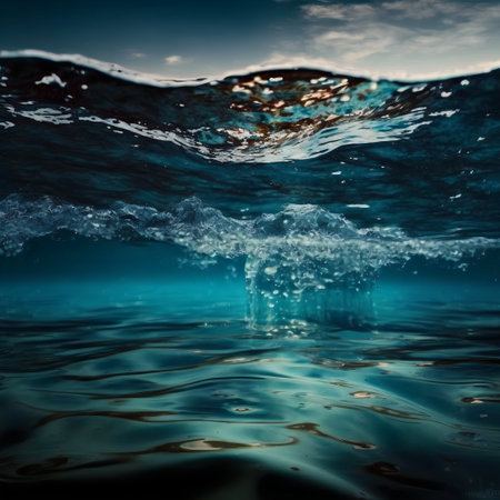 Detail closeup view of water texture. Waves of the sea. Ocean surface.の素材