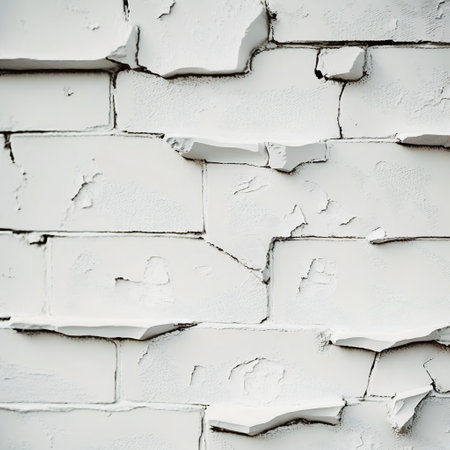 Detail closeup view of wall texture. Cracked white wall.の素材