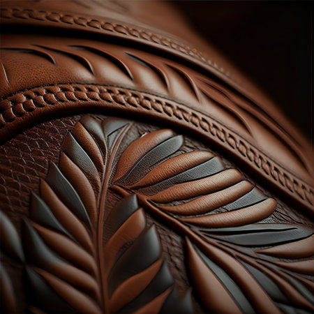 Detail closeup view of a couch. Pieces of leather. Brown hide.の素材