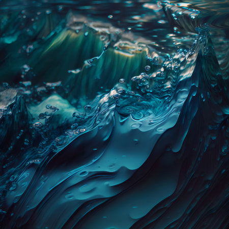 Detail closeup view of water texture. Waves of the sea. Ocean surface.の素材