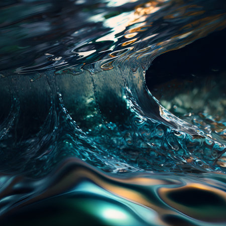 Detail closeup view of water texture. Waves of the sea. Ocean surface.の素材
