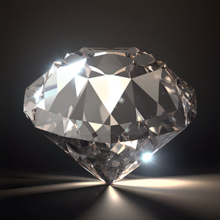 Glowing bright gemstone. Isolated mineral. Precious white diamond. Shiny rock.の素材