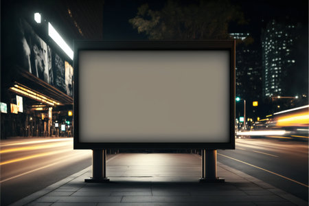 Outdoor billboard illustration. Subway billboard mockup. Empy sign for advertising.の素材