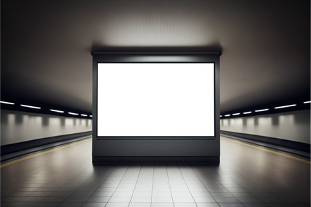 Outdoor billboard illustration. Subway billboard mockup. Empy sign for advertising.の素材