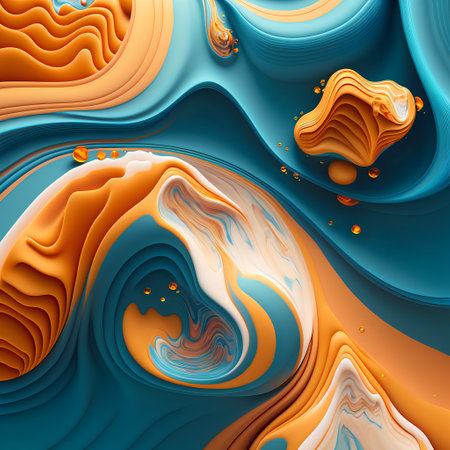 Luxury texture. Marble Swirls and Agate Ripples. Colorful ocean waves.の素材