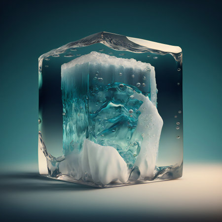 Winter ice cubes. Blocks of ice on the flat surface.の素材