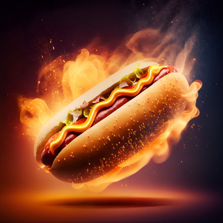 Illustration of a hot dog suitable for posters as a promo imageの素材