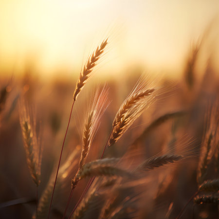 Closeup detail of a wheat ear in the fieldの素材