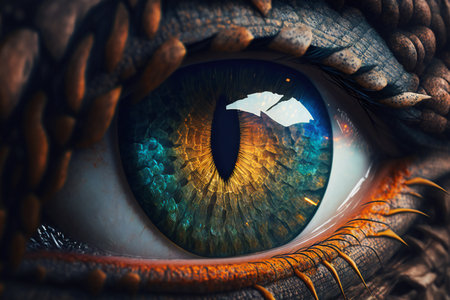 Illustration of a dragon eye detail. Monster look.の素材