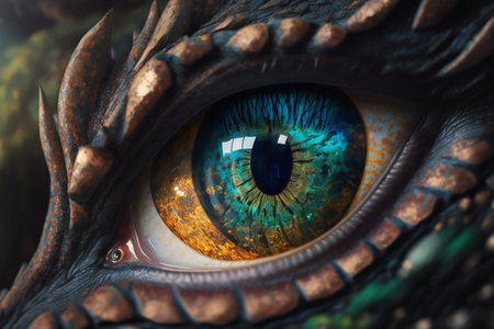 Illustration of a dragon eye detail. Monster look.の素材