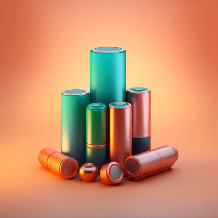 Futuristic modern batteries suitable for charging. Gradient background.の素材