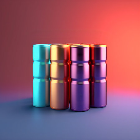 Futuristic modern batteries suitable for charging. Gradient background.の素材