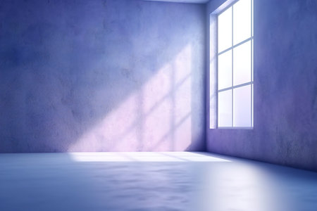 Composition with window shadows on the wall and light reflections. Mockup.の素材