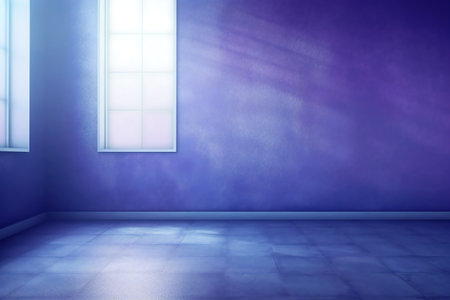 Composition with window shadows on the wall and light reflections. Mockup.の素材