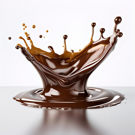 Brown chocolate liquid drops. Chocolate explosionの素材