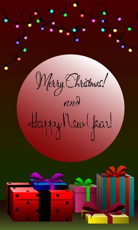 Festive christmas greeting card on dark green and dark red backgroundのイラスト素材