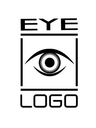 Black and white abstract open eye in squareのイラスト素材