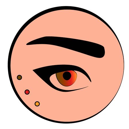 Fashion and make up icon: an eye and an eyebrow in the peach circleのイラスト素材