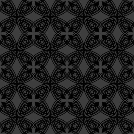Black seamless pattern in old celtic style on dark grey backgroundのイラスト素材