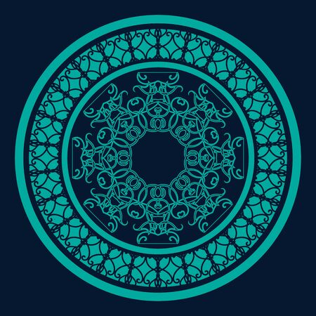 Elegant blue circle with abstract lace mandala in oriental styleのイラスト素材