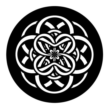 Print or tattoo design with abstract circle with entwined knotted flower in tribal celtic styleのイラスト素材