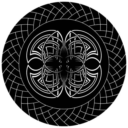 dark gothic illustration with abstract celtic symbol in knotted circleのイラスト素材