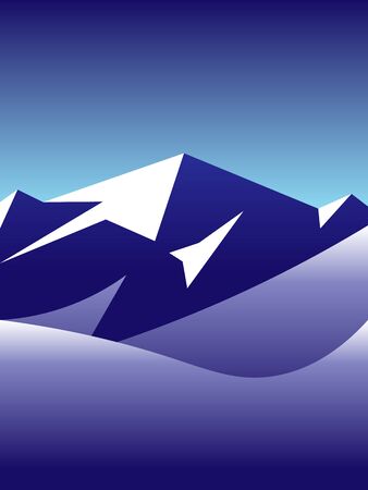 beautiful winter landscape vector illustration of arctic snowy mountains peakのイラスト素材