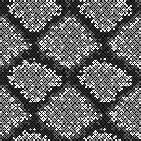 vector illustration of monochrome grey snake skin scales seamless patternのイラスト素材