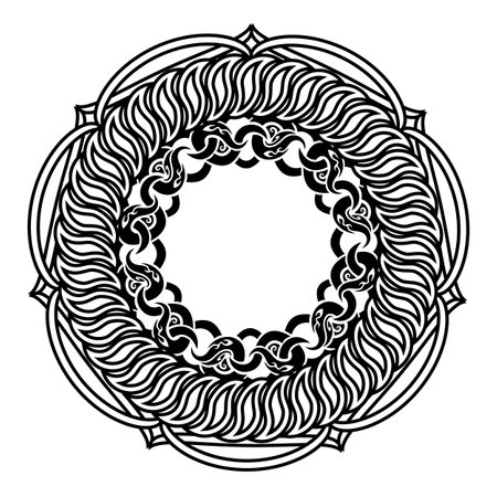 black decorative ornamental knotted wreath or frame or life bouyのイラスト素材