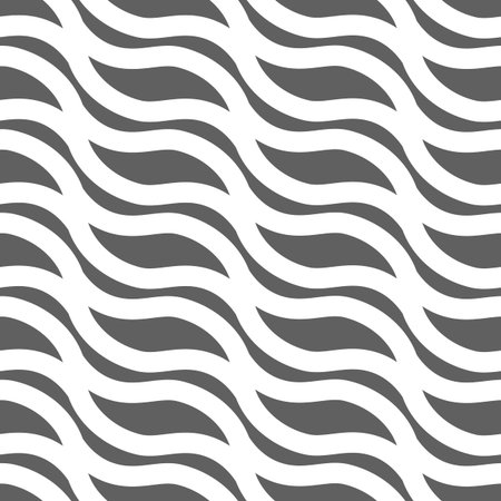 simple wavy gray and white seamless pattern with curved linesのイラスト素材